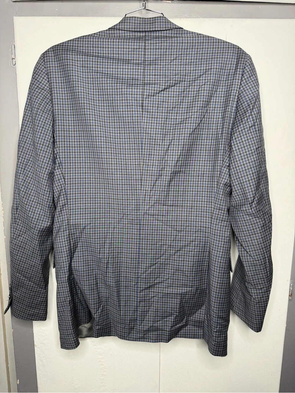 Peter Millar Wool Blazer 44T Long Gray Blue Plaid Suit Jacket Canada Sport Coat